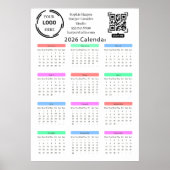 Poster 2026 Business Your Logo QR Calendar Colorful Moder (Devant)