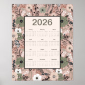 Poster 2026 Calendar Floral Pattern (Devant)