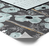 Poster 2026 Calendar Full Year Blue Gray Poppies (Coin)