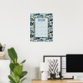 Poster 2026 Calendar Full Year Floral Butterflies (Bureau à domicile)