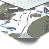 Poster 2026 Calendar Green Blue Clematis Floral (Coin)