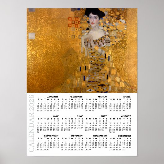 Poster 2026 Calendar, Large, Adele, Lady in Gold / Klimt (Devant)