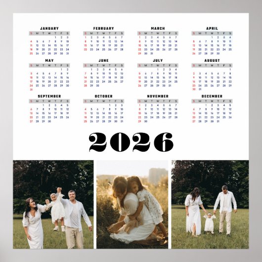 Poster 2026 Calendar with White Background (Devant)