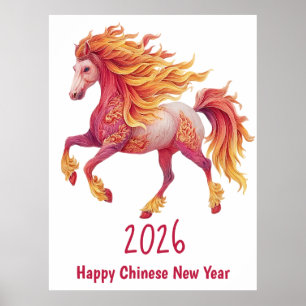 Poster 2026 Cheval Fougueux – Bonne Année Chinoise