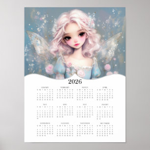 Poster 2026 Cute Fairy Imaginaire Art Calendrier de l'ann