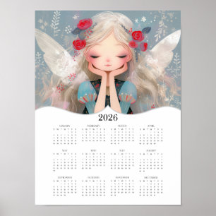 Poster 2026 Cute Fairy Imaginaire Art Calendrier de l'ann