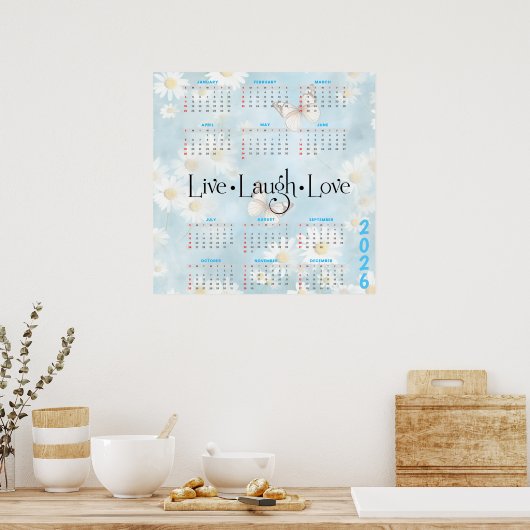 Poster 2026 Daisy Butterfly Calendar (Cuisine)