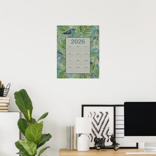 Poster 2026 Ferns Birds Calendar (Bureau à domicile)