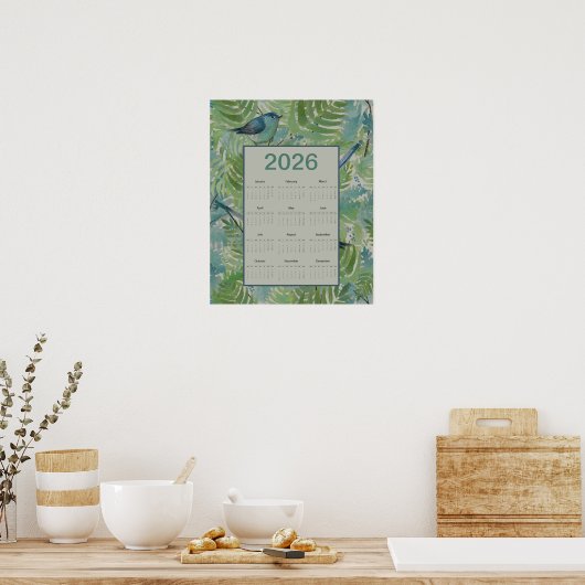 Poster 2026 Ferns Birds Calendar (Cuisine)