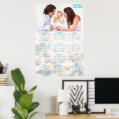 Poster 2026 Floral Calendar with Family Photo (Bureau à domicile)