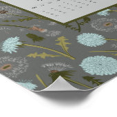 Poster 2026 Full Year Calendar Gray Blue Dandelion (Coin)