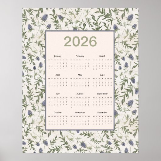 Poster 2026 Full Year Calendar Thistle (Devant)