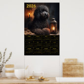 Poster 2026 Goldendoodle with Lantern and Candle Calendar (Cuisine)