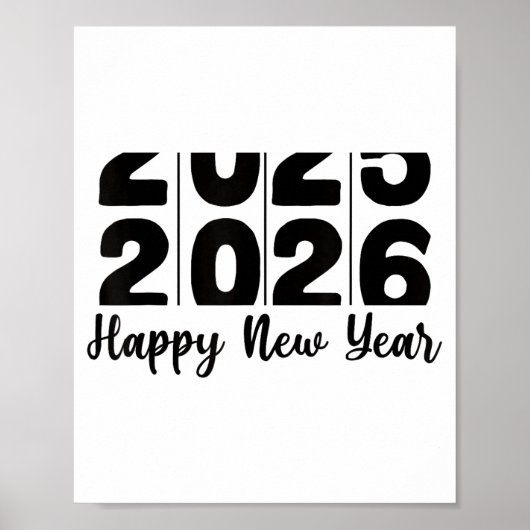 Poster 2026 Happy New Year Bold Numbers Celebration Party (Devant)