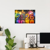 Poster 2026, Happy New Year Celebration, (Bureau à domicile)
