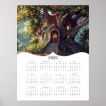 2026 Imaginaire Cottage plein année Calendrier du