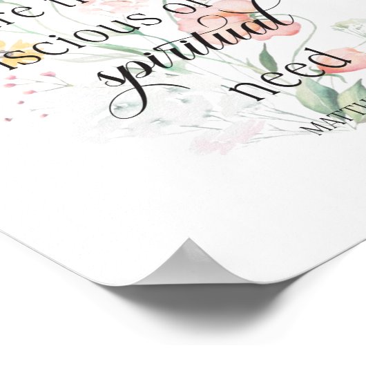 Poster 2026 JW Année Texte Matthieu 5:3 avec fleurs de pr (Coin)