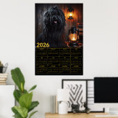 Poster 2026 Komondor with Lanterns and Books Calendar (Bureau à domicile)
