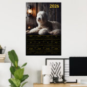 Poster 2026 Old English Sheepdog Calendar (Bureau à domicile)