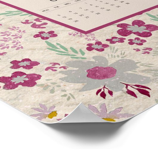 Poster 2026 Pink Gray Floral Pattern Calendar (Coin)