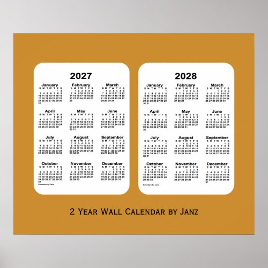 Poster 2027-2028 Gold 2 Year Wall Calendar par Janz (Devant)