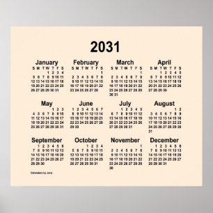Poster 2031 Antique White Calendar by Janz Print