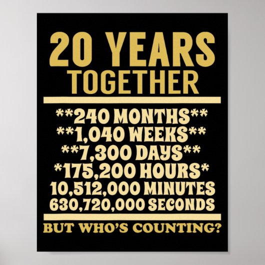 Poster 20 Anniversaire T Chemise 20e Mariage Coup cadeau (Devant)