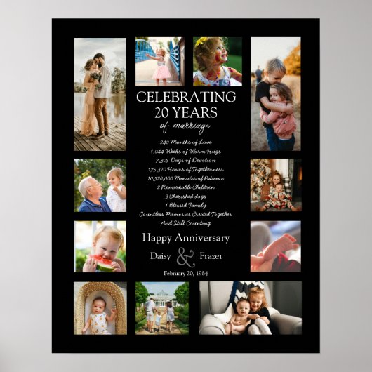 Poster 20 ans mariage anniversaire photo collage modifiab (Devant)