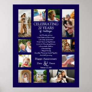 Poster 20 ans mariage anniversaire photo collage modifiab