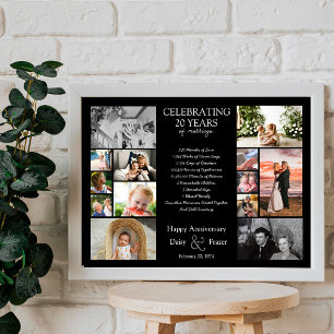 Poster 20 ans mariage anniversaire photo collage modifiab