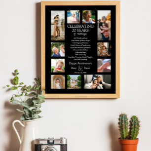 Poster 20 ans mariage anniversaire photo collage modifiab