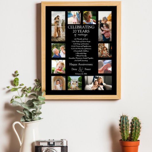 Poster 20 ans mariage anniversaire photo collage modifiab