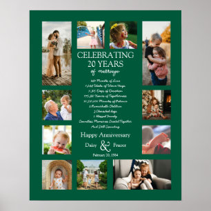 Poster 20 ans mariage anniversaire photo collage modifiab