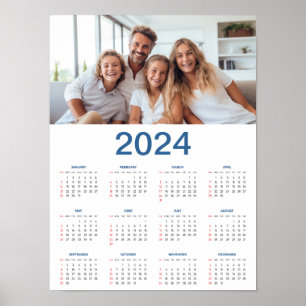 Poster 20 Collage Photo 2024 Année En Coup D'Oeil Calendr
