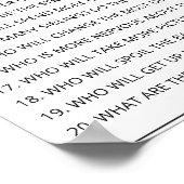 Poster 20 Questions sur le jeu de baby shower Parents (Coin)