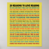 Poster 20 raisons d'aimer les livres de lecture (Devant)