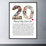 Poster 20 Raisons pour lesquelles je t'aime 20e anniversa<br><div class="desc">Célébrez l'amour et créez des souvenirs durables avec cette Raisons Pourquoi je t'aime Collage de photos. Ce modèle personnalisable vous permet d'offrir un cadeau chaleureux et personnalisé, parfait pour diverses occasions, des anniversaires mariages aux anniversaires, à la Saint-Valentin ou simplement pour des raisons personnelles. Raisons pour lesquelles je t'aime -...</div>