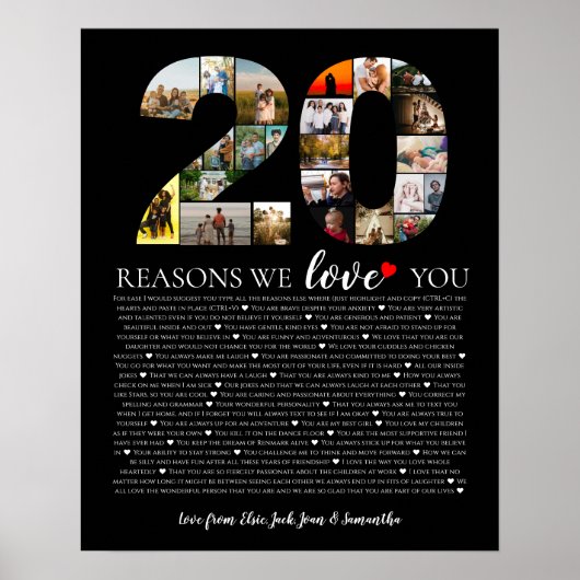 Poster 20 raisons pour lesquelles nous vous aimons photo  (Devant)