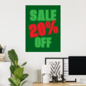 Poster 20% Sale Sign, Green and Red Christmas Sale (Bureau à domicile)