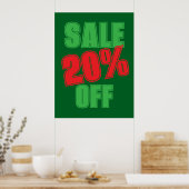 Poster 20% Sale Sign, Green and Red Christmas Sale (Cuisine)