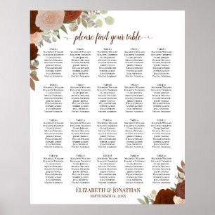 Poster 20 Table Rustique Automne Roses Mariage Plan de Ta