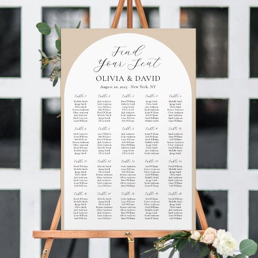 Poster 20 Tables Arc Beige Trouvez Votre Siège Carte De S