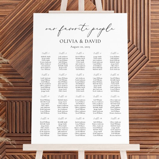 Poster 20 Tables Plan de table simple pour nos personnes
