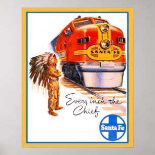 Poster 20" x 16" rétro annonce en chef vintage de train