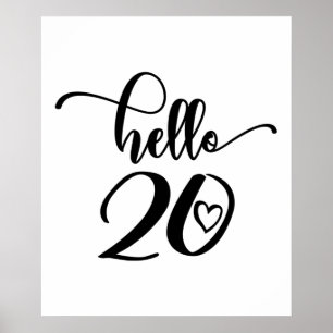 Poster 20e anniversaire Femmes Bonjour 20 mignonnes 20 an