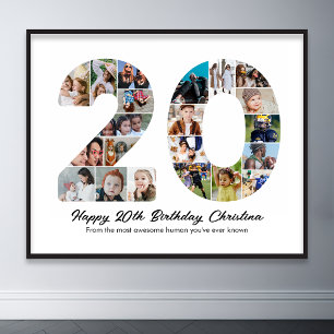 Poster 20e anniversaire Numéro 10 Collage photo Anniversa