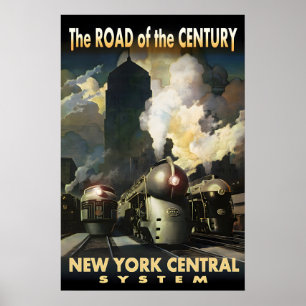 Poster 20e SIÈCLE Nouveau système central de New York Rét