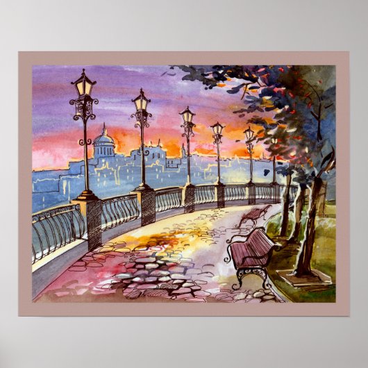 Poster 20x16 Abstrait City Scene Wall Art (Devant)