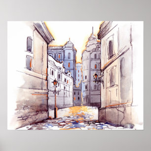 Poster 20x16 Abstrait City Scene Wall Art