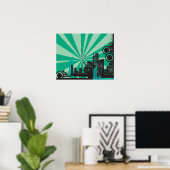 Poster 20x16 Abstrait Green City Wall Art (Bureau à domicile)